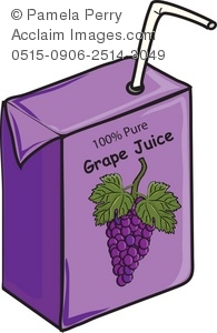 Clip Art Illustration of a Juice Box-Grape Juice