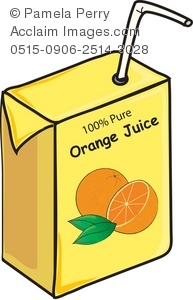 Clip Art Illustration of a Juice Box-Orange Juice