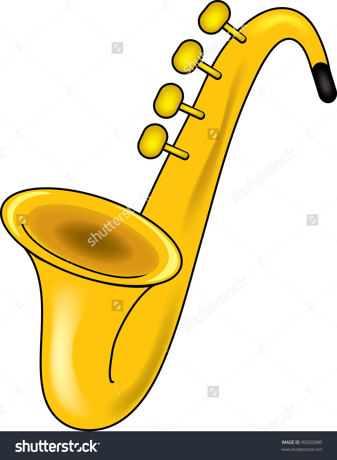 Clip Art Illustration of a saxophone.