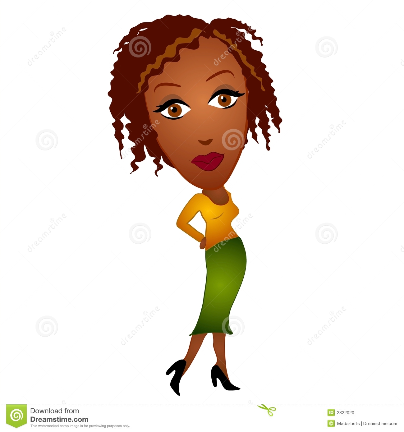 Clip Art Illustration Of An African American Woman Wearing A Yellow