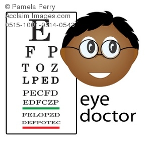 Optician Pointing To Eye Exam