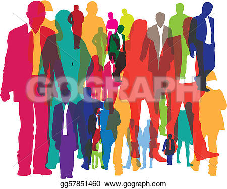 Clip Art - Illustration of di - Crowd Of People Clipart