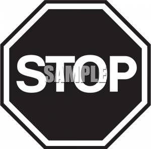 Clip Art Image: Black and White Stop Sign