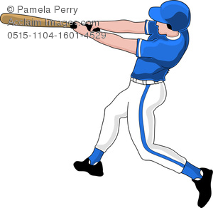Clip Art Image of a Baseball Player Up to Bat