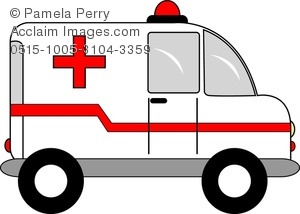 Clip Art Image of a Cartoon A - Ambulance Clip Art