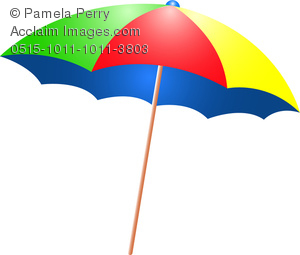 Clip Art Image of a Colorful  - Beach Umbrella Clip Art