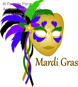 Clip Art Image of a Golden Ca - Mardi Gras Mask Clip Art