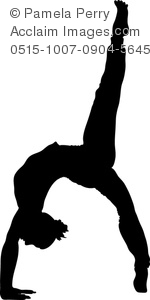 Clip Art Image of a Silhouette of a Young Woman Doing Yoga