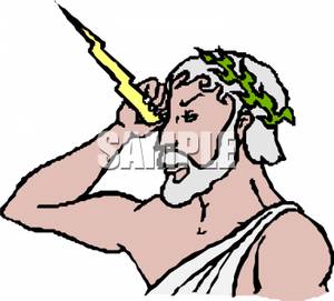 Clip Art Image: The God Zeus with a Bolt of Lightning