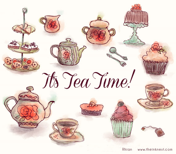 Clip Art It S Tea Time For Commercial And Personal Use