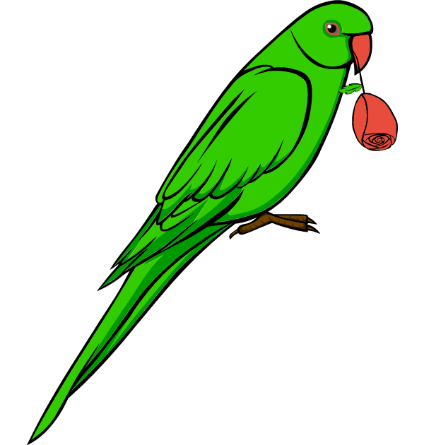 Parrot Green With Red Beak Cl