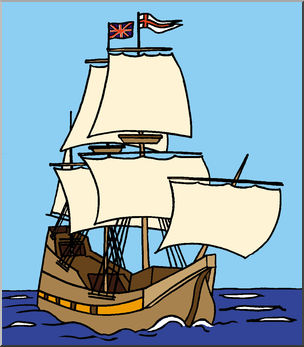 Clip Art: Mayflower Ship (Color) - Pilgrim - Thanksgiving - November - preview
