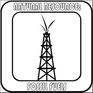 Clip Art: Natural Resources: Fossil Fuels Bu0026amp;W Labeled - preview 1