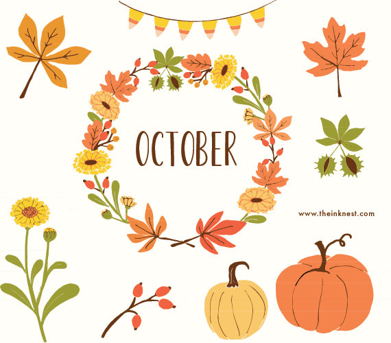 Clip Art October For Commercial And Personal Use By Theinknest