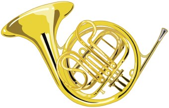 Clip Art Of A Brass French Ho - French Horn Clipart