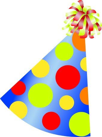 Clip Art Of A Colorful Conical Birthday Party Hat With Polka Dots And