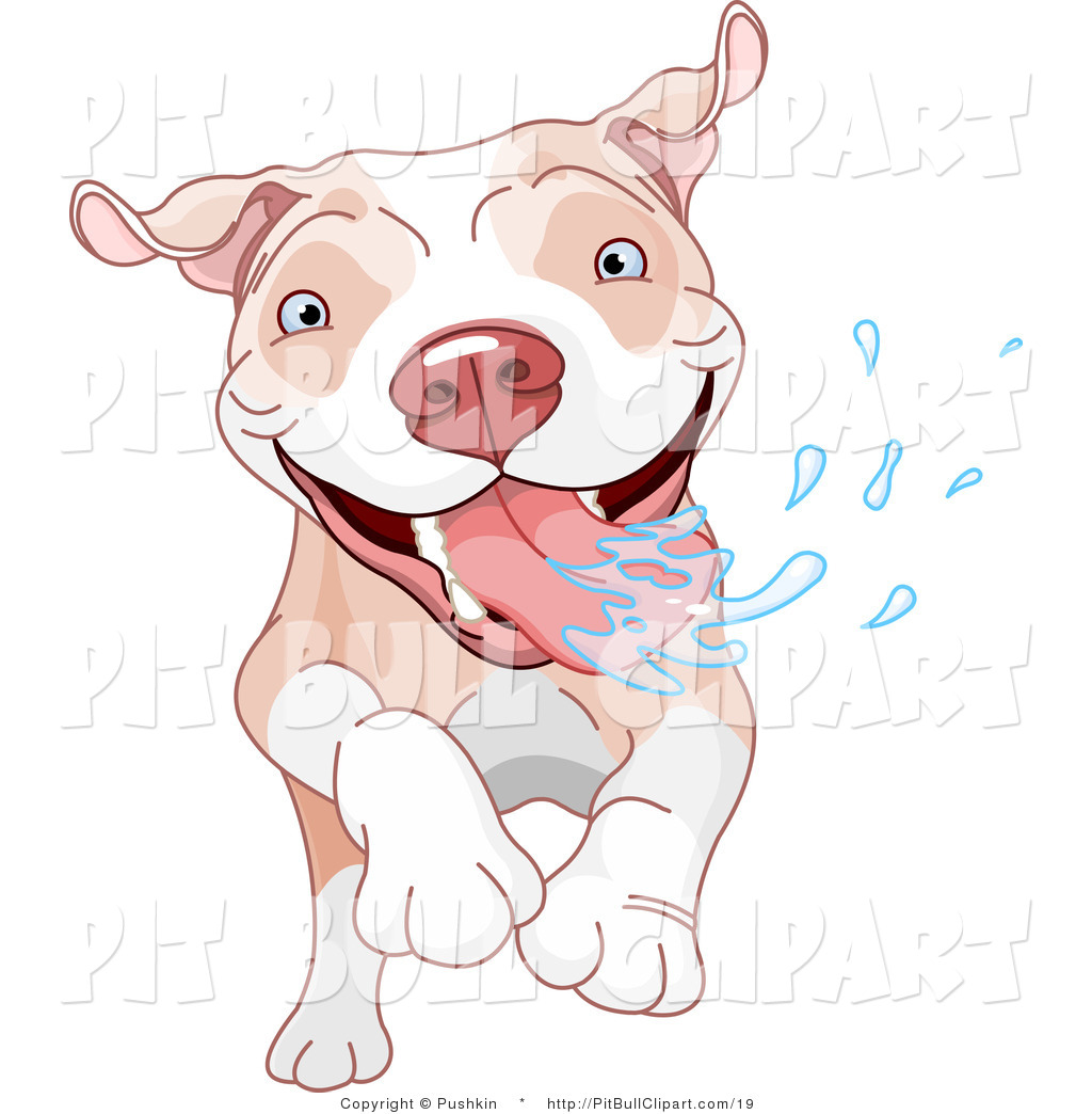 Clip Art of a Drooling Pit Bu - Pit Bull Clipart