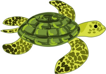 Clip Art Of A Green And Yellow Spotted Marine Turtle Swimming