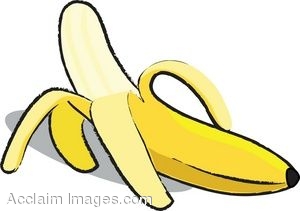 Clip Art of a Peeled Banana. Banana