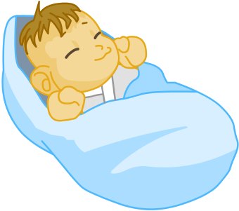 Clip Art Of A Sleeping Baby Swaddled In A Blue Blanket