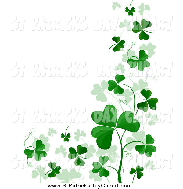 Clip Art of a St Patricks Day Shamrock Border with Text Space