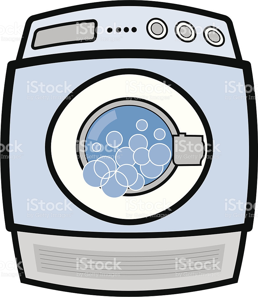 Clip art of a washing machine with bubbles royalty-free stock vector art