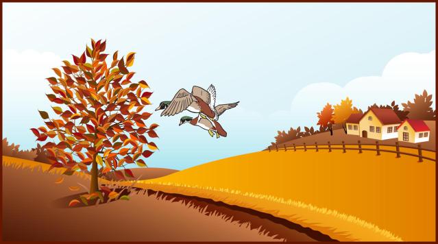 Clip Art of an Autumn Landsca - Autumn Clipart