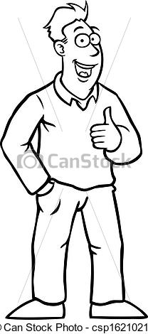 Clip Art Of Black And White Man With Thumbs Up Black And White Man
