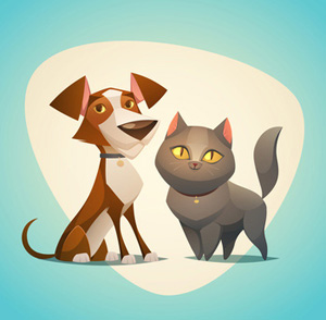 Clip Art of Brown u0026amp; W - Dog And Cat Clipart