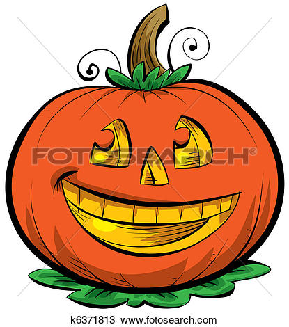 Clip Art of Halloween Pumpkin Scarecrow Cartoon k14147657 - Search Clipart, Illustration Posters, Drawings, and EPS Vector Graphics Images - k14147657.eps