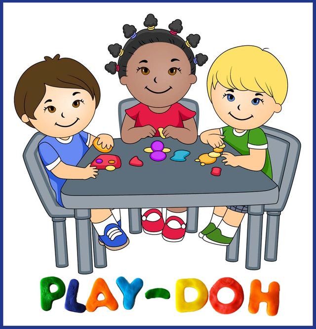 Clip Art Of Kids Playing With Play-Doh - Dixie Allan