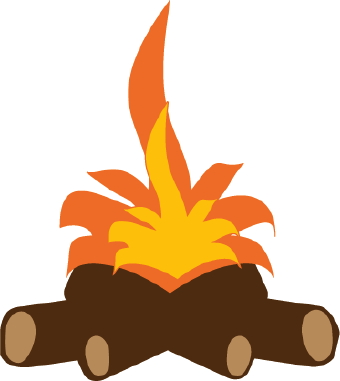 Clip Art Of Logs And Firewood Under Bright Orange And Yellow Flames