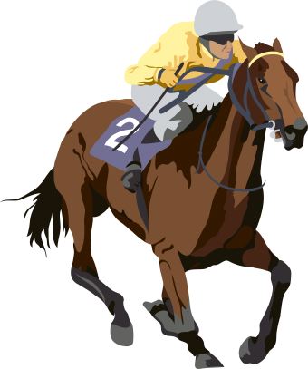 Clip Art Of Racing Thoroughbr - Horse Race Clipart