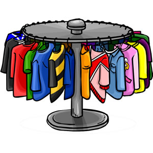 Clip Art Of Round Clothes Rack With Shirts On It