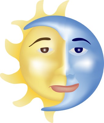 Clip Art Of The Sun And Moon Being Morphed Together