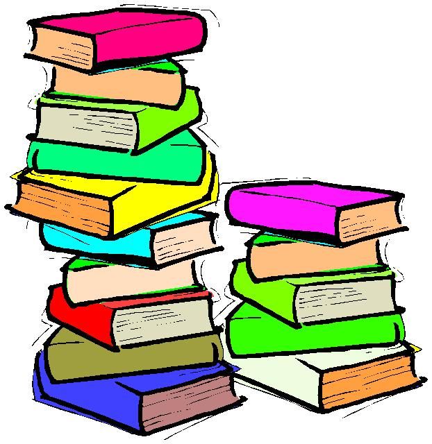 Clip art on stack of books reading books and book