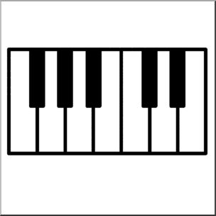 Clip Art: Piano Keys Bu0026amp;W .