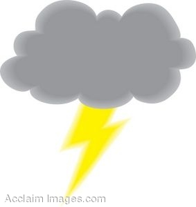 Clip Art Picture Of A Dark Rain Cloud With A Lightning Bolt Clipart