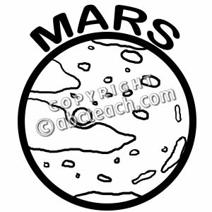Clip Art: Planets: Mars Bu0026amp;W .