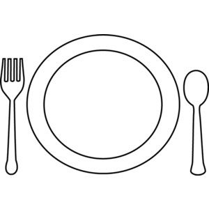 dinner plate, knife and fork 