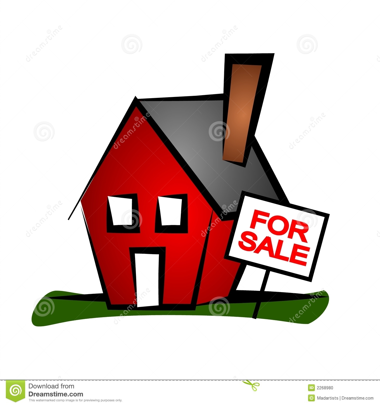 Clip Art Real Estate Illustration Of A Little Red House With A For