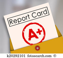 Clip Art. Report Card A  Plus Top Grade Rating Review Evaluation Score