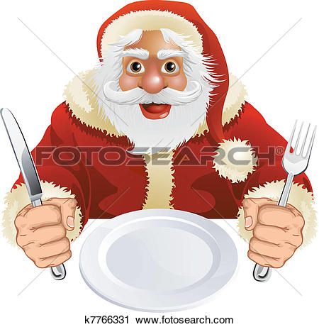 Clip Art. Santa Claus seated for Christmas Dinner