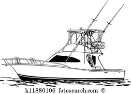 Clip Art. Sport Fishing Boat