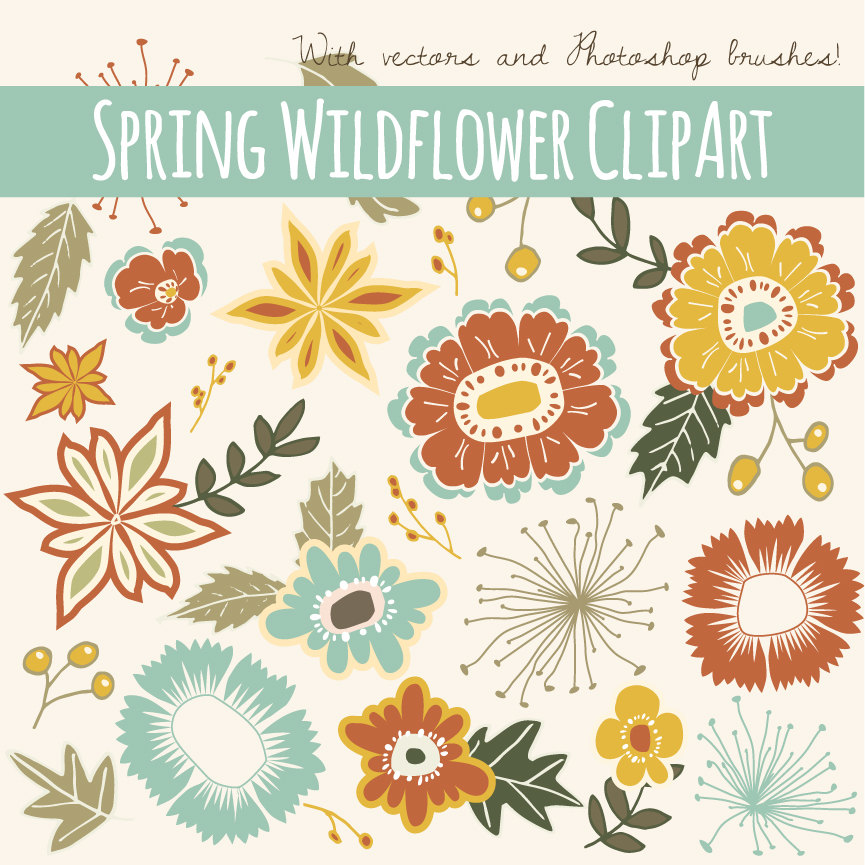 CLIP ART: Spring Wildflowers  - Wildflower Clip Art