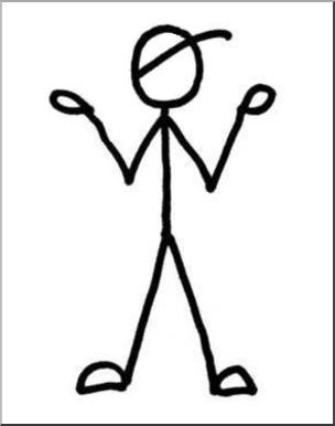 Clip Art: Stick Guy Baseball Cap Bu0026amp;W - stick figure illustration | art classes | Pinterest | Clip art, Art and Stick figures