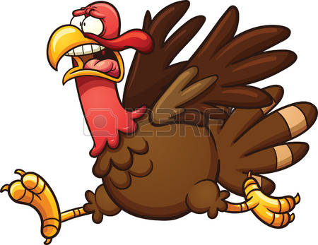 clip art turkey: Scared cartoon turkey. Vector clip art illustration with simple gradients.