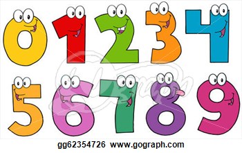 Clip Art Vector Funny Numbers Cartoon Mascot Characters Stock Eps
