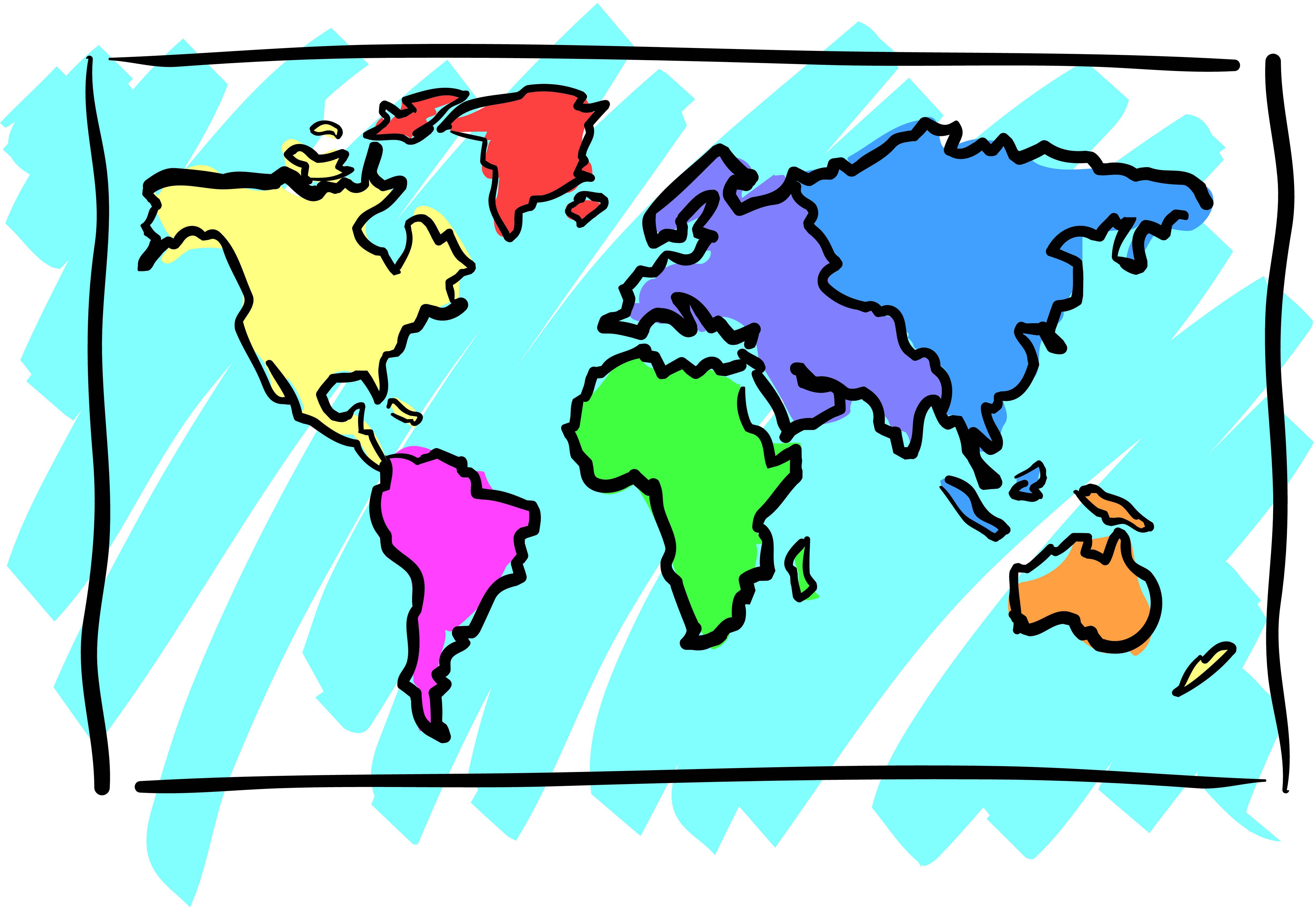 World map with countries clip