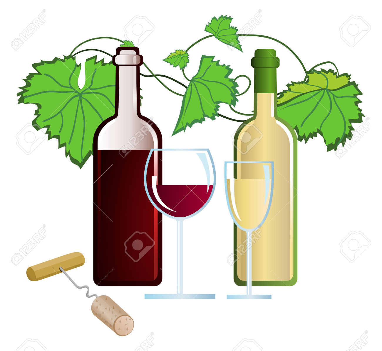 Clip-arts of wine and corkscrew Stock Vector - 5288191